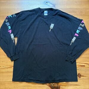 Ripndip Bob Ross painting cat graphic black long sleeve shirt SIZE XL